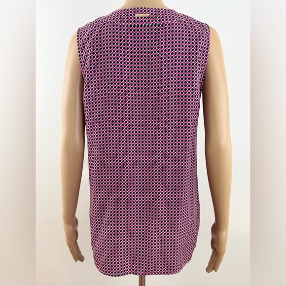 Michael Kors Sleeveless Tie Front, Geometric Patterned Blouse, Women's Size Med - Picture 4 of 10